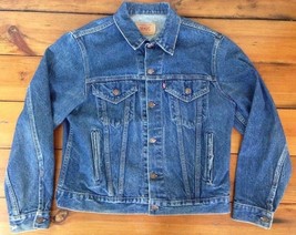 Vintage Levis Distressed Button Up Blue Cotton Denim Jean Jacket 42R USA... - £63.58 GBP
