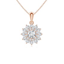 ANGARA 0.88 Ct Floral Double Halo Diamond Pendant Nec... - $2,586.32