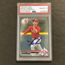 2017 Bowman #BP135 Mickey Moniak Signed Card AUTO 10 PSA Slabbed Phillies - £150.28 GBP