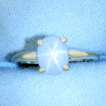 Natural Gray Star Sapphire Ring in 14k White Gold - £958.07 GBP