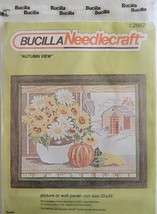 Bucilla Autumn View # 2867 Stamped Cross Stitch Kit Vintage 16&quot; x 20&quot; - $39.99