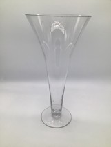 Vintage American Hand Blown Lead Glass Flared Trumpet Vase 16 in Cocktai... - $99.00