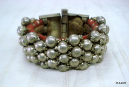 vintage antique tribal old silver bracelet bangle cuff beads bracelet - £341.86 GBP