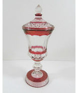 Vintage Indiana Glass Ruby Flash Diamond Point Footed Candy Dish 13” - $24.99