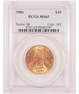 1901 $10 Gold Liberty Graded by PCGS as MS-65! Gorgeous Early Gold Eagle! - $11,098.85