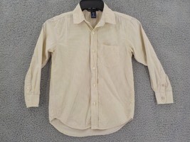 Gap Boys Button Up Shirt Sz 8 Yellow White Black Striped W/ Pocket HI-LOW Preown - £8.03 GBP