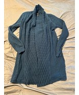 Slonl Women’s Longline Open Front Cardigan Sweater Blue Wool Blend Size L - €16,15 EUR