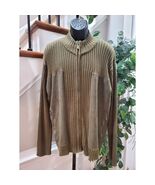 Men&#39;s Olive Green 100% Acrylic High Neck Long Sleeve Full Zip Knit Sweater - €29,77 EUR