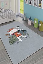 LaModaHome Area Rug Non-Slip - Grey Elephant Soft Machine Washable Bedroom Rugs  - £24.99 GBP+