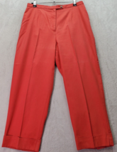 Talbots Cropped Pants Womens Petite 10 Coral 100% Cotton Flat Front Straight Leg - £18.40 GBP