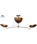 NauticalMart 3 Light Curved Shades Pendant Mid Century Modern Raw Brass ... - £575.78 GBP