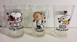 Peanuts Charlie Brown Snoopy 3 Set Valentines Glasses Love Hearts 2019 - £18.17 GBP