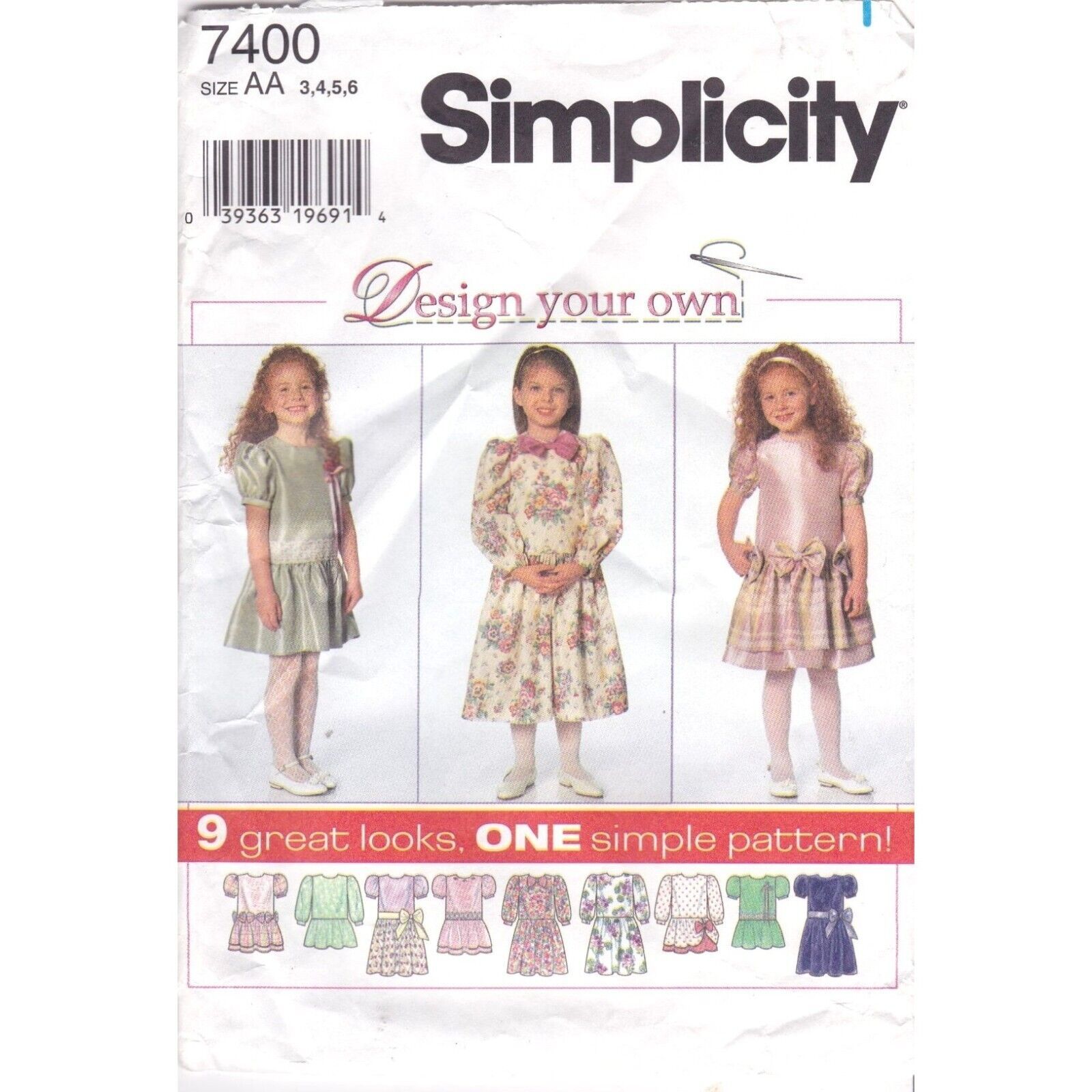 Sewing PATTERN Simplicity 7400, Design Your Own 1996 Childs Dress, Girls Size AA - £7.00 GBP