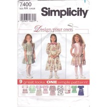 Sewing PATTERN Simplicity 7400, Design Your Own 1996 Childs Dress, Girls Size AA - £7.03 GBP