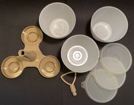 Vintage Tupperware Condiment Caddy Server Set With 3 Bowls And Lids 757 758 - £18.39 GBP