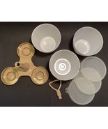 Vintage Tupperware Condiment Caddy Server Set With 3 Bowls And Lids 757 758 - £18.50 GBP