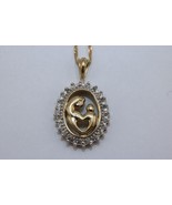 10K Yellow Gold Madonna &amp; Child Diamond Pendant on thin twisted chain 18... - €253,13 EUR