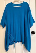 Oh My Gauze! Bright Blue Asymmetric Hem Tunic Accent Tie Adjustable One ... - $728.58 MXN
