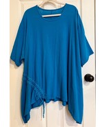 Oh My Gauze! Bright Blue Asymmetric Hem Tunic Accent Tie Adjustable One ... - $728.58 MXN