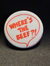 Vintage 1984 Wendy&#39;s Employee WHERE&#39;S THE BEEF Pin Back?! Fast Food Adve... - £9.37 GBP