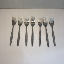 7 Salad Forks Frosted Flowers Stainless Korea Flatware 6.5&quot; - £19.45 GBP