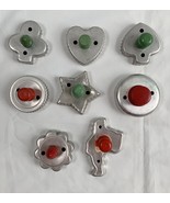 8 VTG Aluminum Red Green Wood Handle Cookie Cutters Christmas Santa Star... - £34.81 GBP