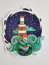 Lighthouse with Whale Fish Night Sky Beautiful Sticker Decal Cool Embellishment - £1.74 GBP