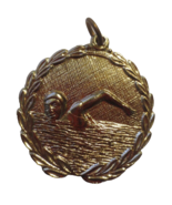 WOMEN SWIMMER SWIMMING GOLD TONE MEDAL 8TH PLACE - $4.46