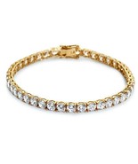 50 CTW Round Cut Simulated 14K Yellow Gold Plated Silver Tennis Bracelet... - €130,80 EUR
