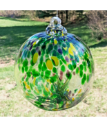 Hanging Glass Ball 6&quot; Diameter Green, Yellow &amp; Purple Tree Witch Ball (1... - $466.48 MXN
