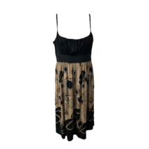 Maggy London Womens Fit &amp; Flare Dress Black Beige Floral Stretch Sleeveless 6 - £16.78 GBP