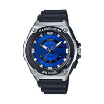 Casio Men&#39;s Blue Dial Illuminated Analog Watch Leather Strap - $71.99