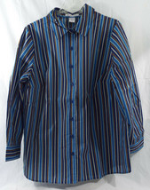 Women&#39;s Button Down Big Shirt Blue Multi Color Stripe Shirt in 18/20 (L)  - £13.44 GBP