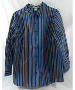 Women&#39;s Button Down Big Shirt Blue Multi Color Stripe Shirt in 18/20 (L)  - £13.43 GBP