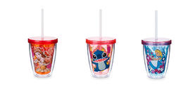 Disney Store Acrylic Tumbler Color Change Straw New 2017 Belle Stitch Alice - £31.81 GBP
