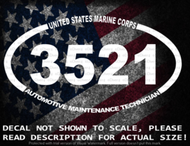 US Marine Corps 3521 Automotive Maintenanc Technician Cut Vinyl Decal St... - $6.72+