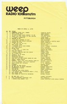 WEEP 108 FM Pittsburgh VINTAGE April 3 1978 Music Survey Charley Pride #1 - £11.60 GBP