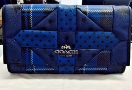 NWT Coach Downtown Blue Printed Patchwork Leather Shoulder Bag Clutch 34... - £155.87 GBP