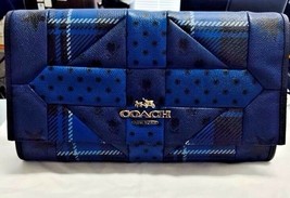 NWT Coach Downtown Blue Printed Patchwork Leather Shoulder Bag Clutch 34525 $350 - £154.53 GBP