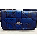 NWT Coach Downtown Blue Printed Patchwork Leather Shoulder Bag Clutch 34... - £153.33 GBP