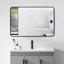 Qeqrug Large Wall Mirror 30X40 Inch Modern Black Frame Bathroom Mirrors For Wall - £83.63 GBP