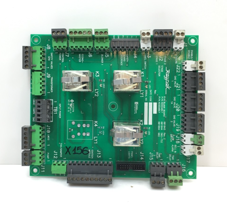 Raypak PC Board 601643 Rev C Assy # 601644 502-752 601664 902 used #X156 - $350.00