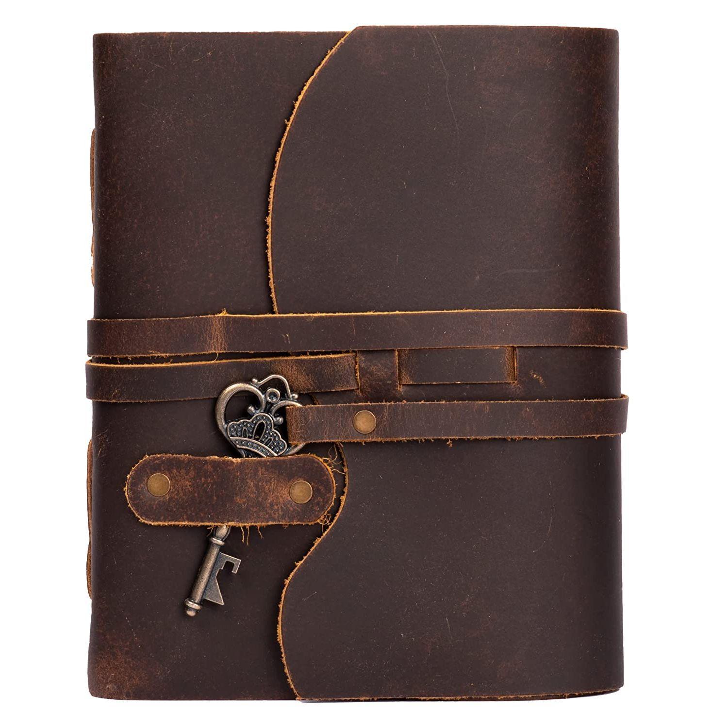 Primary image for Handmade Vintage Leather Diary -Vintage Handmade Pages - Antique Key Closure - C