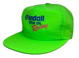 Vintage Kendall Motor Oil Racing Hat Cap Snap Back Green Nylon Lightweight Mens - £11.72 GBP