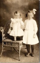 RPPC Adorable Children Sister with Hair Bow Holds on to Little One Postcard V10 - £5.55 GBP