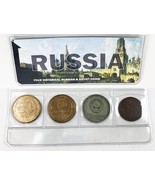 Russia: Four Historical Russian and Soviet Coins in Album with COA - £18.79 GBP