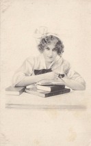 Vintage Postcard Schlesinger Bros. New York - Pretty Lady With Books - £15.71 GBP