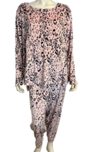 Carole Hochman Pink Animal Print LS  Round Neck Long Pant Fleece Set P2X - £29.93 GBP