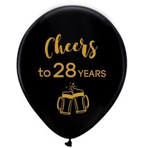 Black Cheers To 28 Years Latex Balloons, 12Inch (16Pcs) 28Th Birthday Decoration - £17.93 GBP