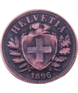 Suiza 1896 &quot;Helvetia&quot; 2 Medalla Rappen - Restricción histórica de Ic - $18.55 CAD